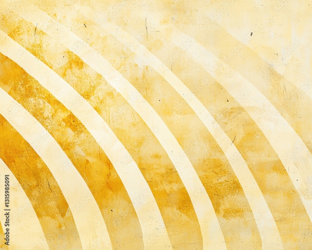 Poster abstract yellow background with textured waves and lines detail