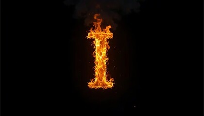 Flaming Letter I Isolated on Black Background Creating a Dramatic Effect