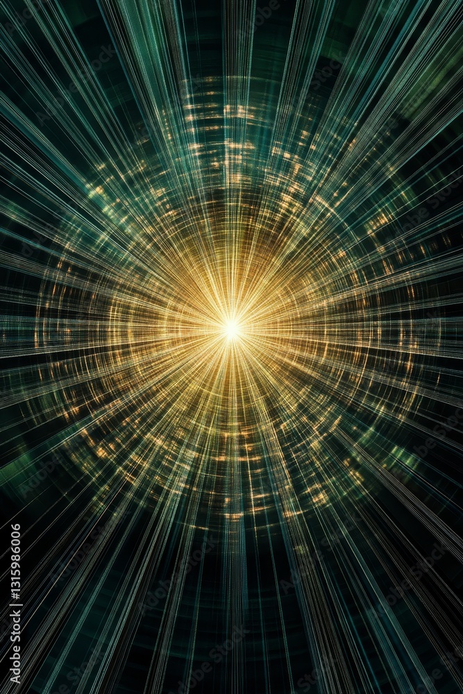 Poster radiant energy burst with dynamic light patterns and textures