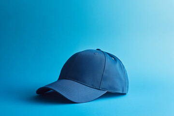 Fototapeta premium Minimalist Blue Background for Product Photography – Baseball Cap with Studio Lighting