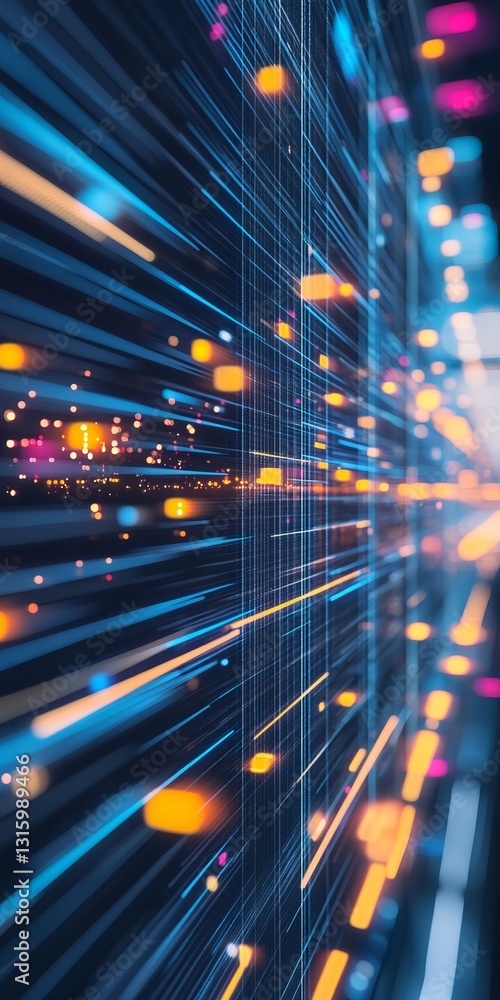 Poster this captivating background showcases flowing data streams in vibrant colors, visualizing energy and