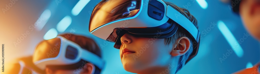 Poster students engaging in virtual reality learning environments within the metaverse classrooms