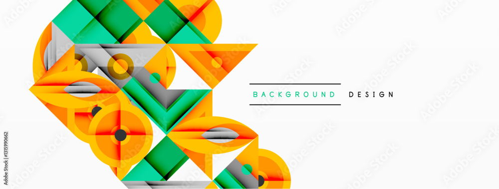 Aufkleber Dynamic geometric composition with sharp angles, circular forms, and gradient colors