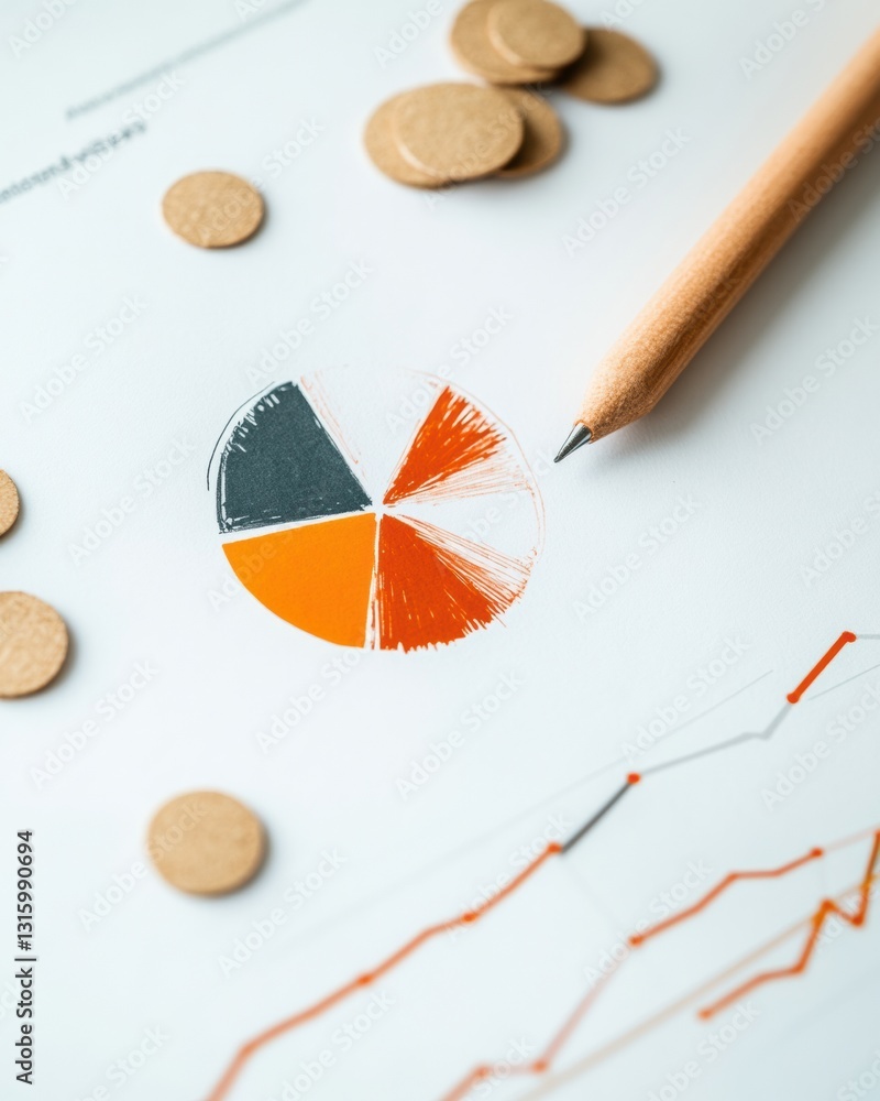 Poster Minimalist Financial Analysis Dynamic Color-Coded Pie Chart with Growth Insights - Next-Gen Data Visualization for Strategic Business Intelligence