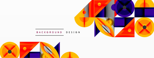 Dynamic geometric composition with sharp angles, circular forms, and gradient colors