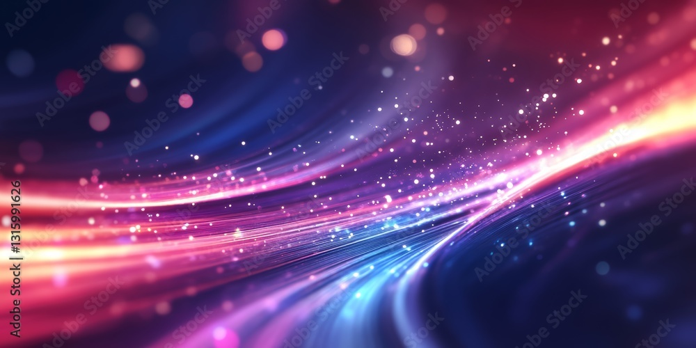 Poster vibrant light trails and sparkles create an enchanting abstract background, perfect for conveying en