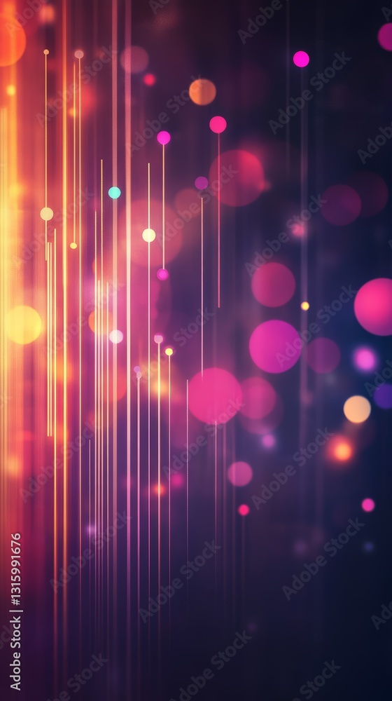 Poster this vibrant abstract background features colorful bokeh lights and vertical lines, creating a visua