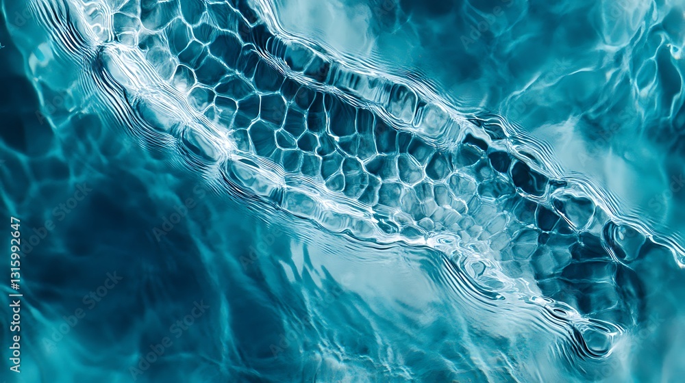 Poster abstract teal water texture with light patterns and ripples.