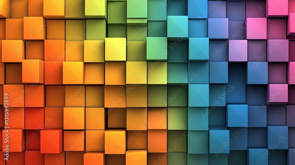 Poster multicolored 3d block background with geometric lines and scale