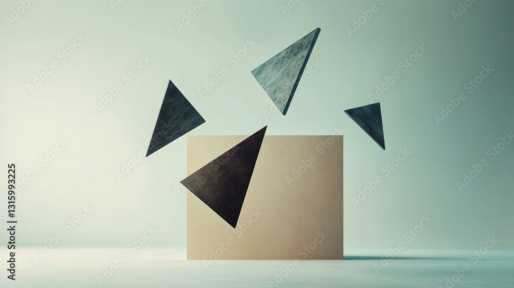 Poster deconstructed minimalism geometric abstract design exploring spatial dynamics, architectural innovat