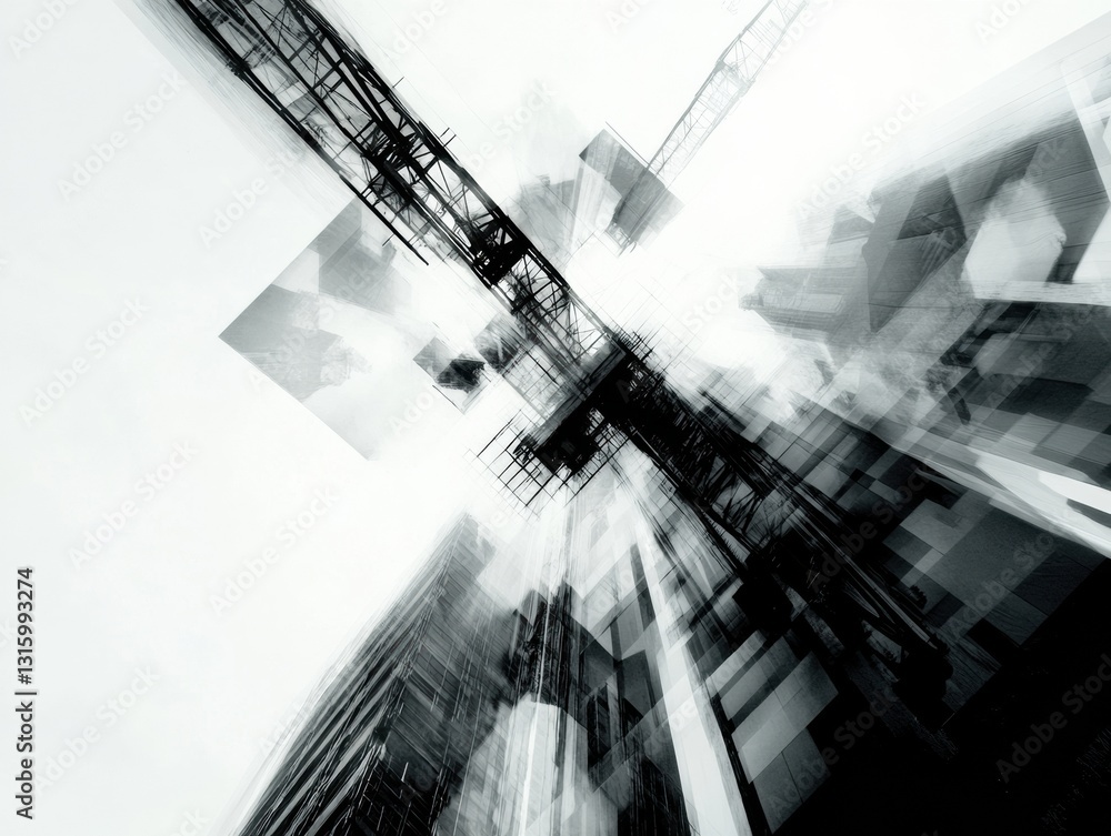 Fototapete deconstructed urban momentum dynamic architectural visualization of infrastructural transformation -