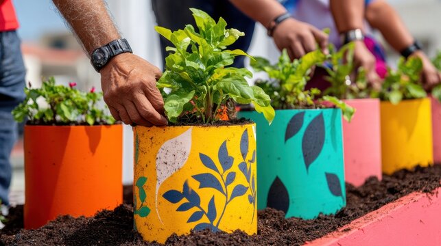 Inclusive Urban Gardening Vibrant Rooftop Community Resilience with Multicultural Volunteers Cultivating Sustainable Green Spaces in Modern Cityscape
