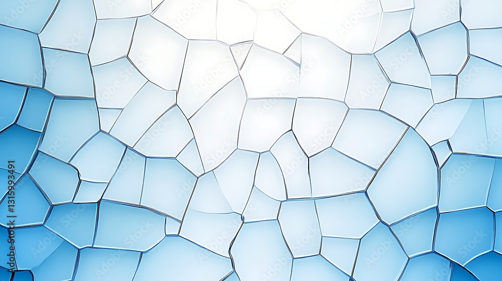 Aufkleber abstract blue glass surface with cracked pattern and soft light glow creating a tranquil and modern 