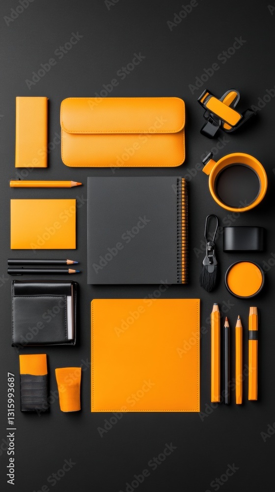 Poster Minimalist Productivity Essentials Bold Tangerine and Graphite Workspace Design for Digital Entrepreneurs - Next-Gen Organization and Creative Flow Solutions