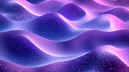 Obraz premium Abstract purple waves with glittering specks, glowing edges
