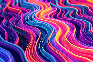 Obraz premium Layered Wave Forms in Neon Colors Showcasing Energetic Rhythms