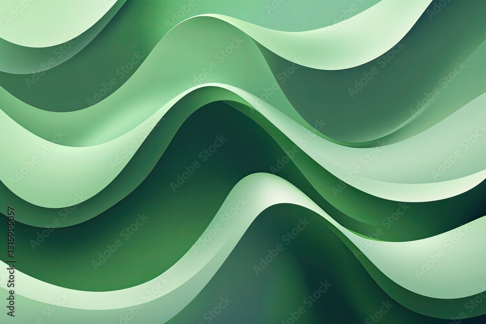 Aufkleber calming green wave-like curves with smooth gradient for tranquil design backgrounds