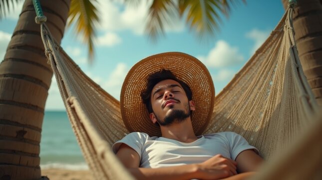 Relaxation and napping on national napping day at the beach embracing rest and break in a serene environment