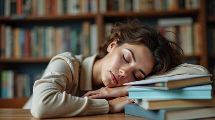 Napping during national napping day break for rest and relaxation in a cozy library setting