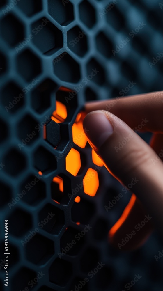Fototapete Immersive AI Innovation Futuristic Digital Interaction with Hexagonal Neural Network Interface - Next-Gen Learning Technology for Professional Development