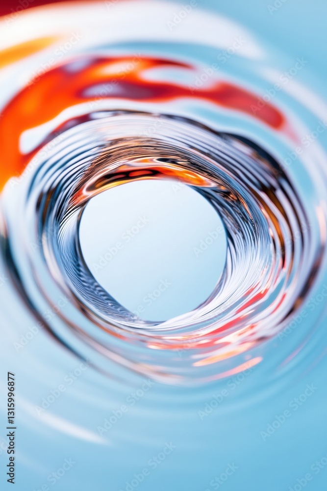 Poster Dynamic Fluid Motion Visualization Chromatic Spiral Vortex in Translucent Crystalline Texture - Cutting-Edge Digital Design and Abstract Technological Aesthetics