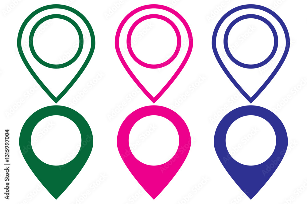 Poster red pin point. map address location pointer symbol
