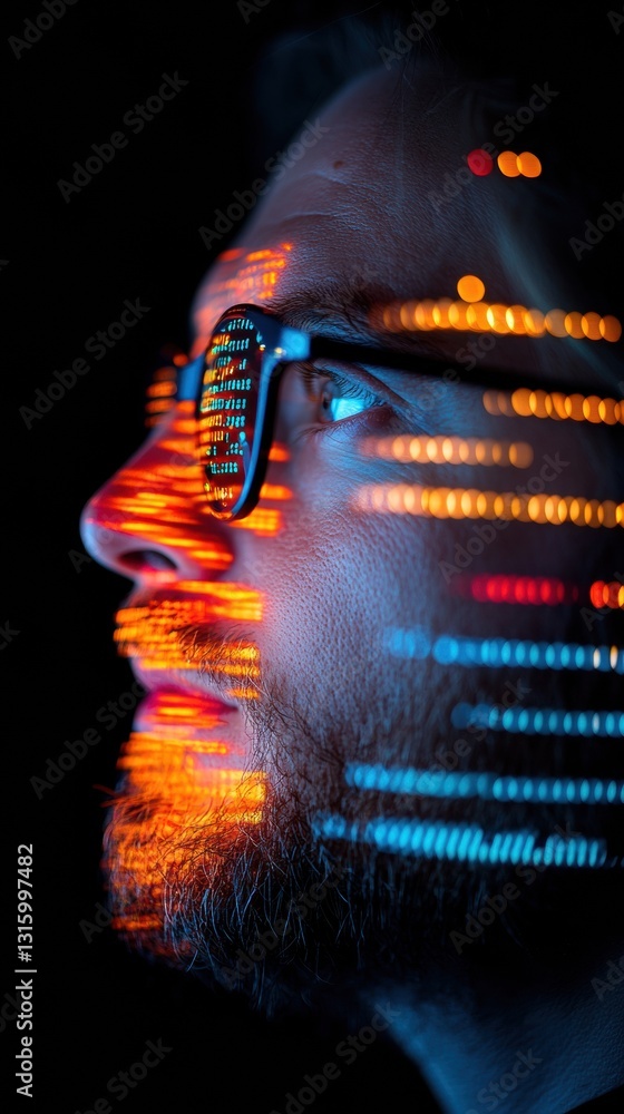 Aufkleber quantum consciousness immersive ai visualization of digital identity, next-gen tech portraiture expl