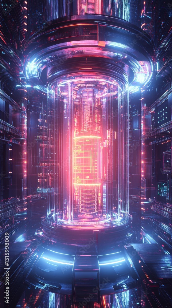 Poster this stunning futuristic abstract image showcases a vibrant 3d light structure surrounded by a digit