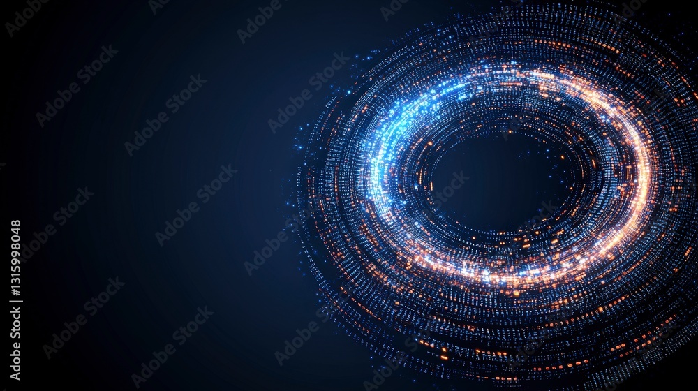 Aufkleber abstract digital swirl glowing data stream ai transformation