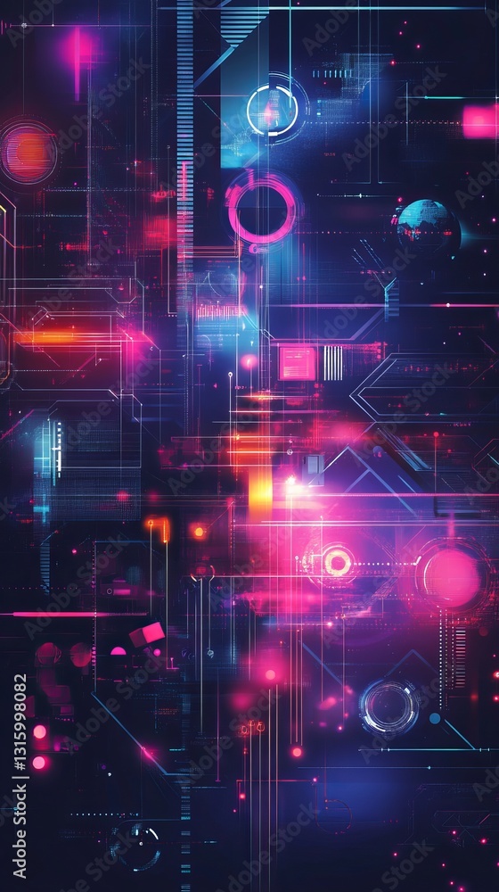 Aufkleber abstract conceptual design of iot components in digital space