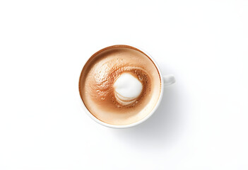 A cup of cappuccino with latte foam leaves isolated on white background. high quality