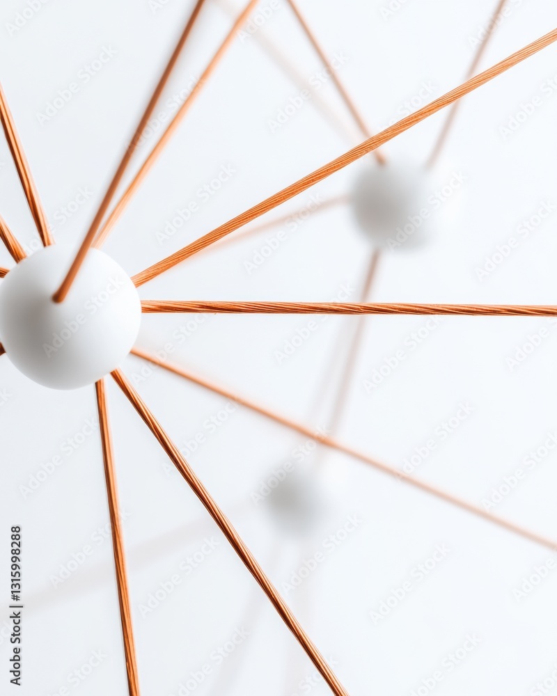 Poster Minimalist Network Topology Innovative Connectivity Visualization with Copper Metallic Lines and White Nodes - Digital Transformation Insights for Enterprise Architecture