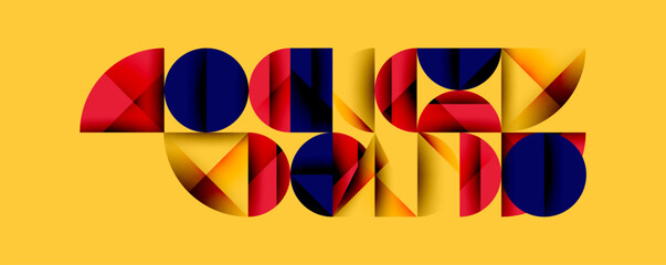 Abstract geometric pattern with intersecting circles and triangles in gradients. The high-contrast composition creates depth and a dynamic, modern aesthetic