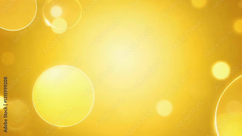 Poster bright yellow and gold background with scattered glowing circles for digital design and abstract pro