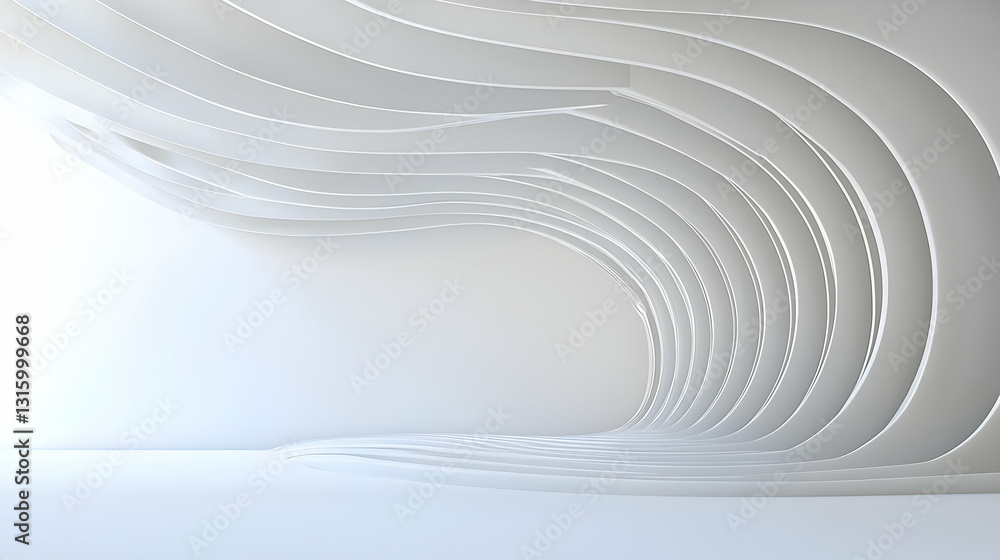 Poster abstract white minimalist architectural space with flowing curves and bright empty interior modern d