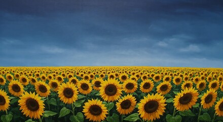 Fototapeta premium Sunflower Field with Cheerful Mood Representing Abundance