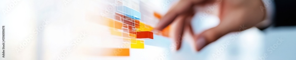 Fototapete Futuristic Business Intelligence Immersive Data Visualization with Dynamic Touch Interface - Next-Gen Analytics for Digital Transformation and Strategic Decision Making