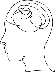  Inner Thoughts: A Single Line Head Silhouette Vector