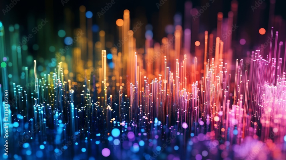 Poster this vibrant abstract image showcases colorful light waves emitting dynamic energy, creating an illu