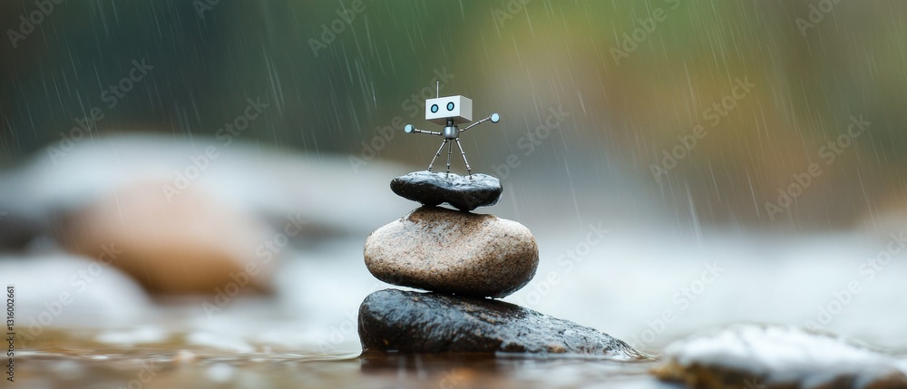 Fototapete Adaptive AI Robotics Resilient Micro-Sensor Drone Balancing in Extreme Weather Conditions - Climate Tech Innovation for Environmental Monitoring