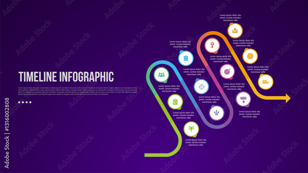 Canvas Prints timeline template infographic with 4 quarters for 12 month point with circular line on skew section 