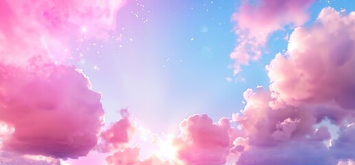 Pastel Sky with Fluffy Clouds