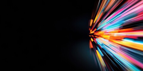 Dynamic Digital Acceleration Hyperspeed Motion Blur with Vibrant Neon Spectrum - Cutting-Edge Tech Visualization for Innovative Brand Storytelling