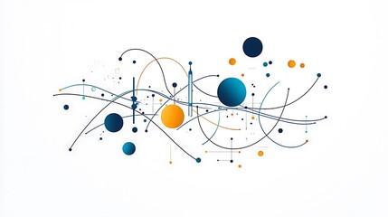 Abstract Digital Illustration: Blue, Orange, and Gray Curves on White Background AI Generated