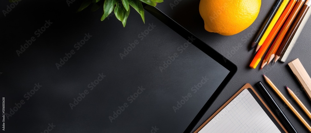 Poster minimalist creative workspace digital productivity meets analog inspiration - modern design professi