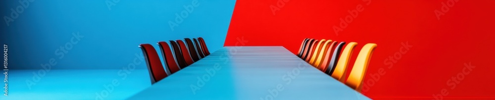 Poster Minimalist Corporate Convergence Dynamic Leadership Visualization with Bold Geometric Color Blocking - Strategic Innovation and Collaborative Design Narrative