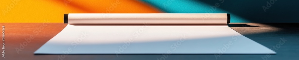 Poster Minimalist Digital Workspace Sleek Laptop on Vibrant Gradient Background - Modern Tech Aesthetics and Creative Professional Productivity