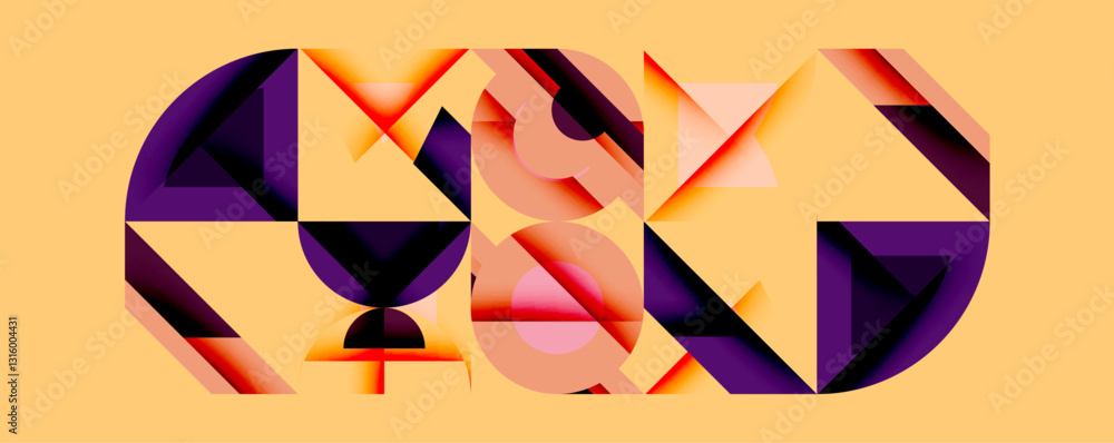 Fototapete Minimal geometric abstract background. Circle square and triangle design