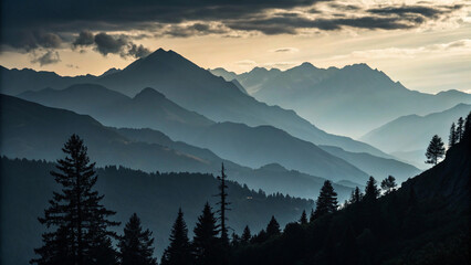 Obraz premium Silhouette of mountains