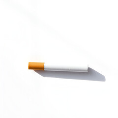 realistic single cigarette with shadow on white background